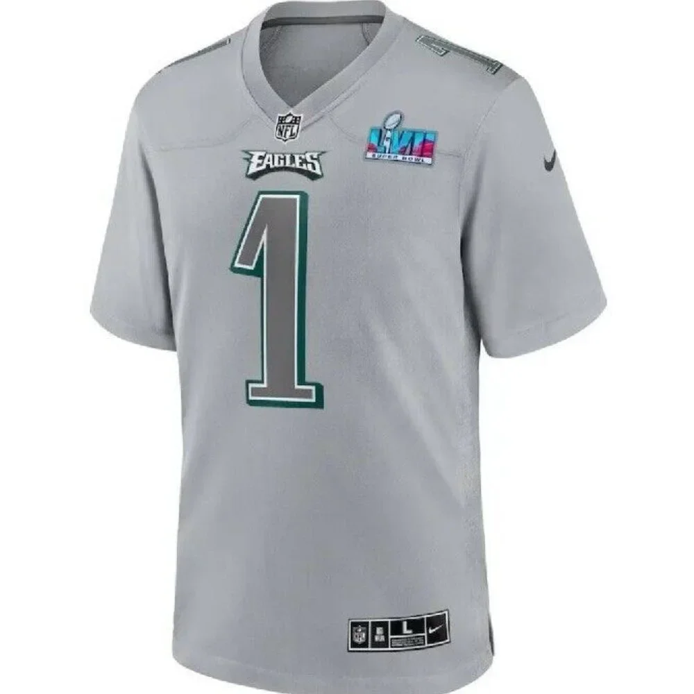 Nike Men Philadelphia Eagles Jalen Hurts Gray Super Bowl LVII Patch Jers… - Picture 2 of 3